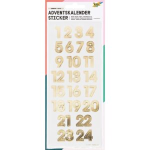 Folia Klistremerke Adventskalender tall 1-24 - GOLD