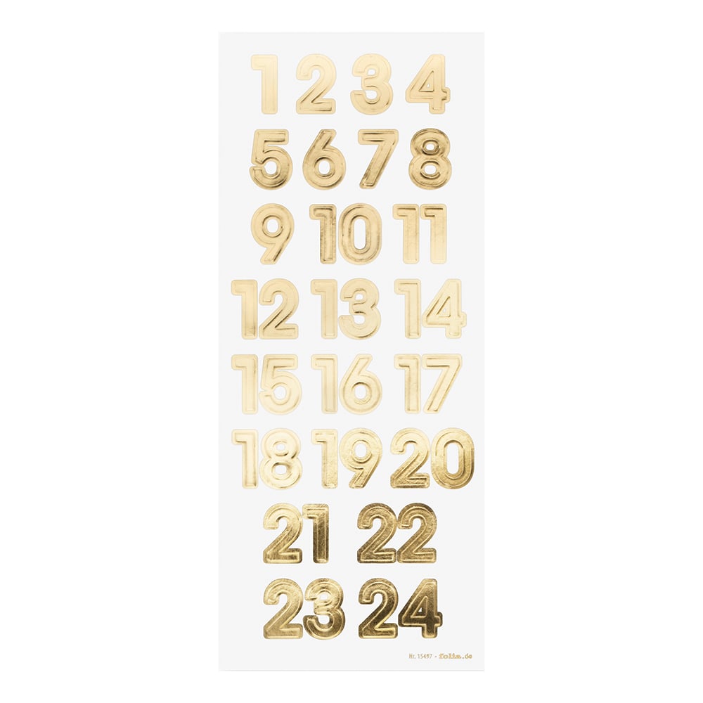 Folia Klistremerke Adventskalender tall 1-24 - GOLD - Bilde 2