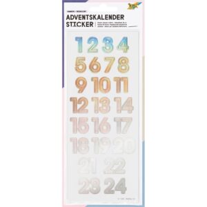 Folia Klistremerke Adventskalender tall 1-24 - IRIDESCENT