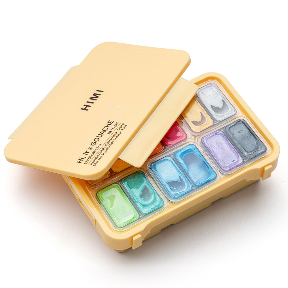 HIMI Twin Cup Gouache Sett Gult - 12stk metallic - Bilde 4