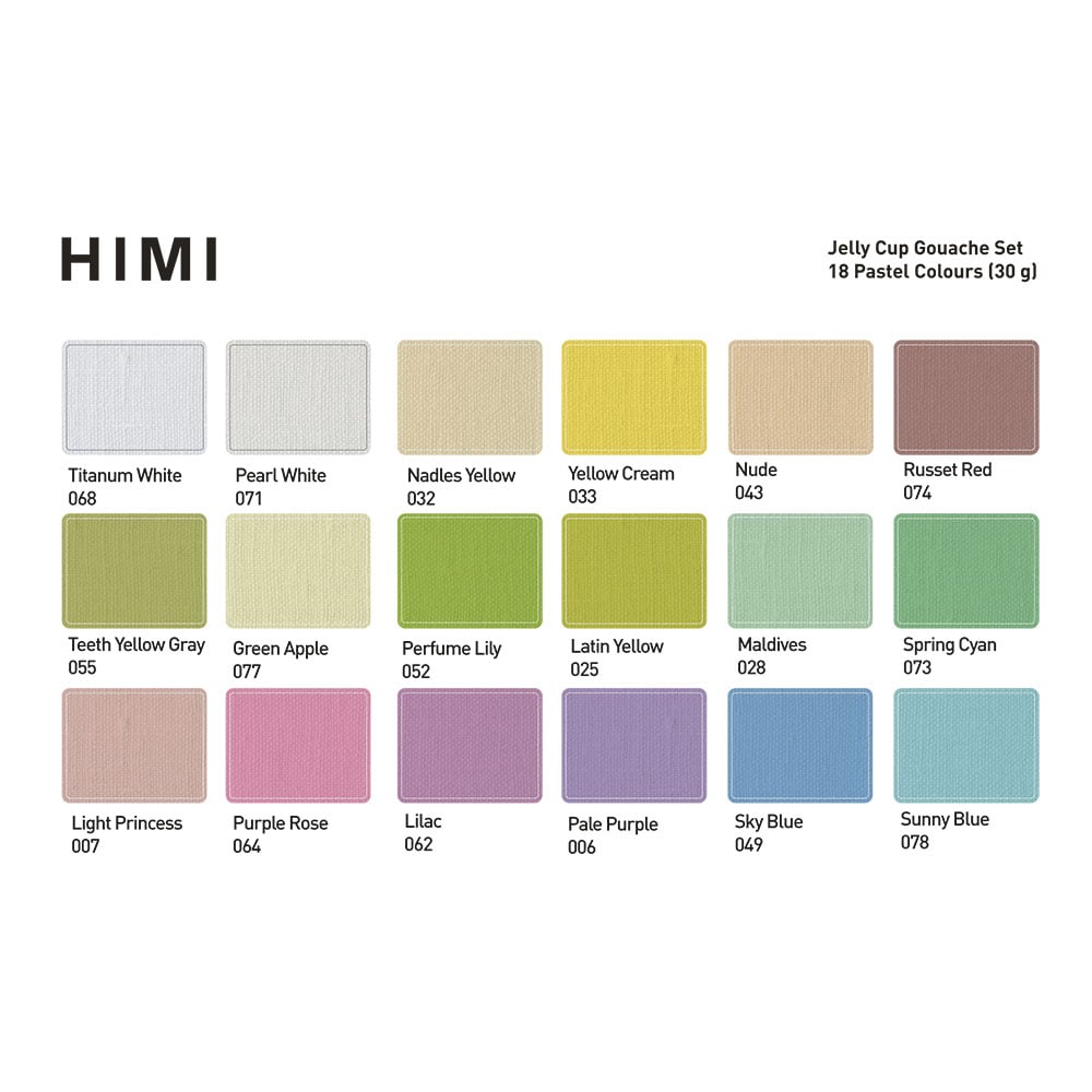 HIMI Jelly Cup Gouache Sett Lilla - 18stk pastell +3 pensler - Bilde 10