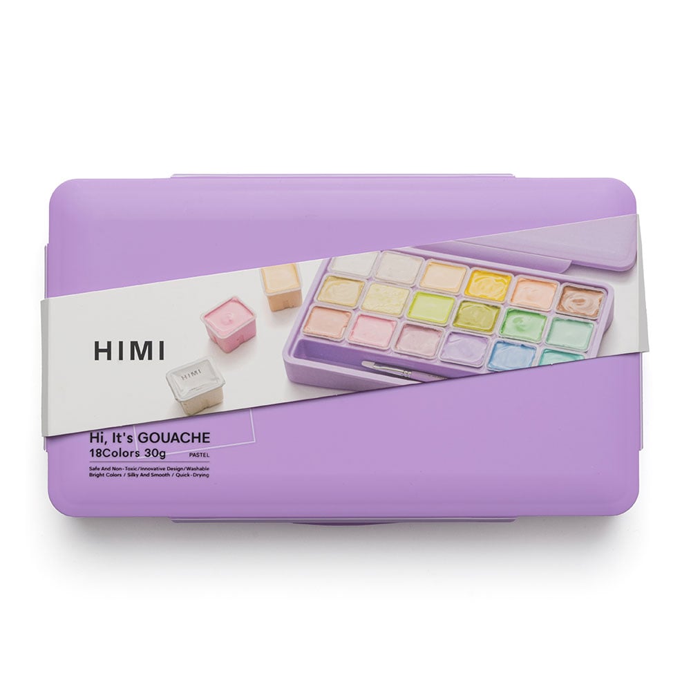 HIMI Jelly Cup Gouache Sett Lilla - 18stk pastell +3 pensler - Bilde 4