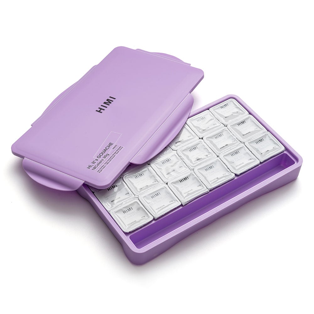 HIMI Jelly Cup Gouache Sett Lilla - 18stk pastell +3 pensler - Bilde 6