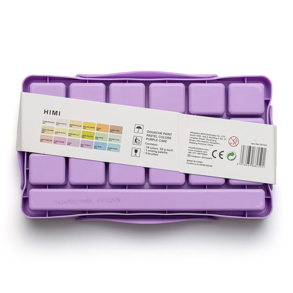 HIMI Jelly Cup Gouache Sett Lilla - 18stk pastell +3 pensler - Bilde 9