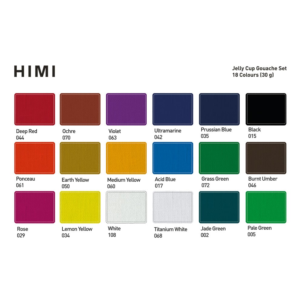 HIMI Jelly Cup Gouache Sett Gul - 18stk + 3 pensler - Bilde 10