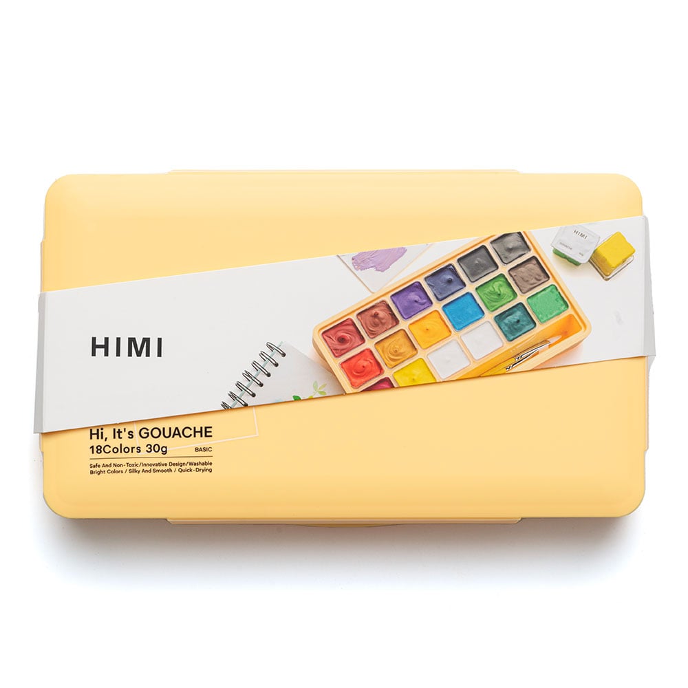 HIMI Jelly Cup Gouache Sett Gul - 18stk + 3 pensler - Bilde 4