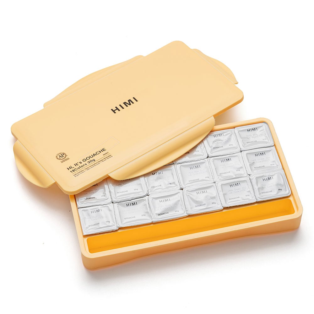 HIMI Jelly Cup Gouache Sett Gul - 18stk + 3 pensler - Bilde 6