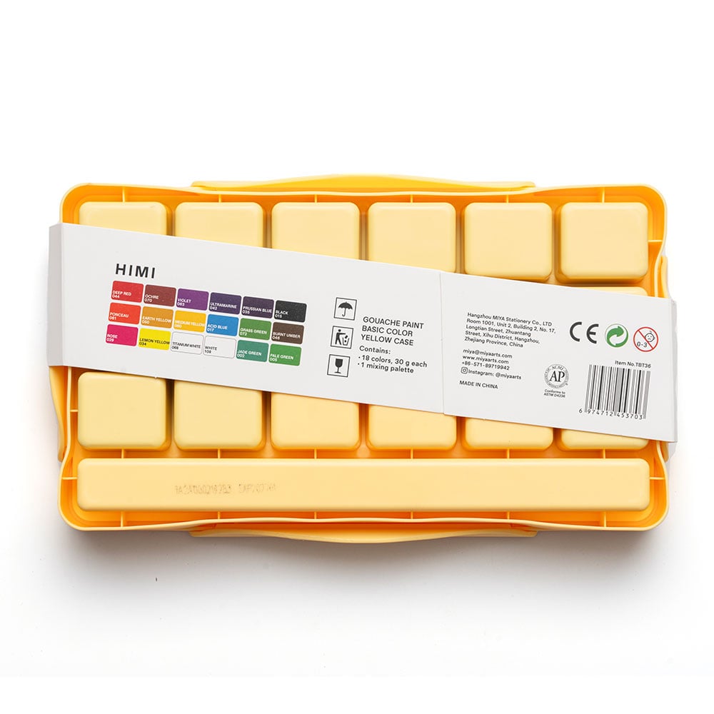 HIMI Jelly Cup Gouache Sett Gul - 18stk + 3 pensler - Bilde 9