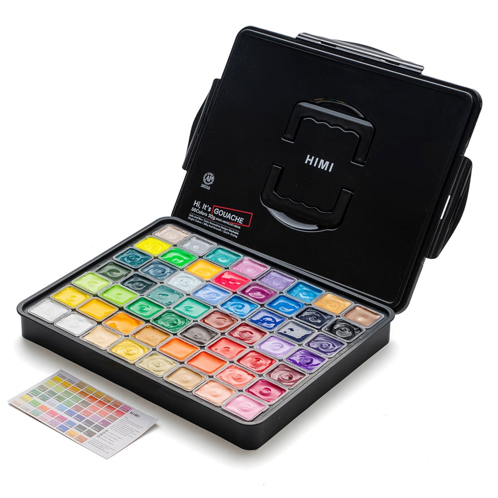 HIMI Jelly Cup Gouache Sett Sort - 56stk