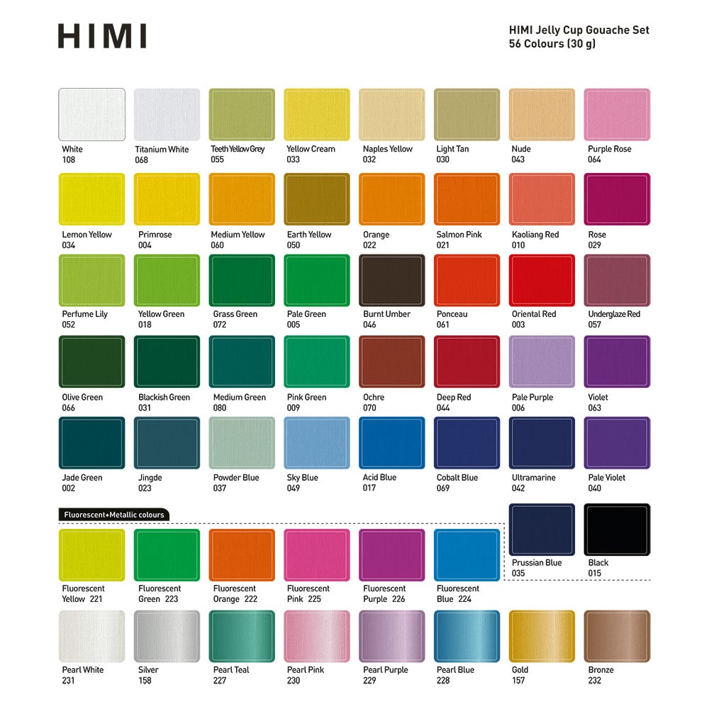 HIMI Jelly Cup Gouache Sett Sort - 56stk - Bilde 10