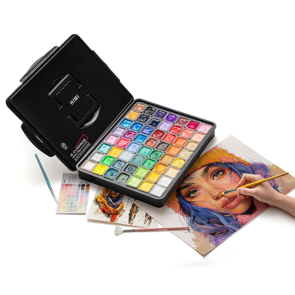 HIMI Jelly Cup Gouache Sett Sort - 56stk - Bilde 3