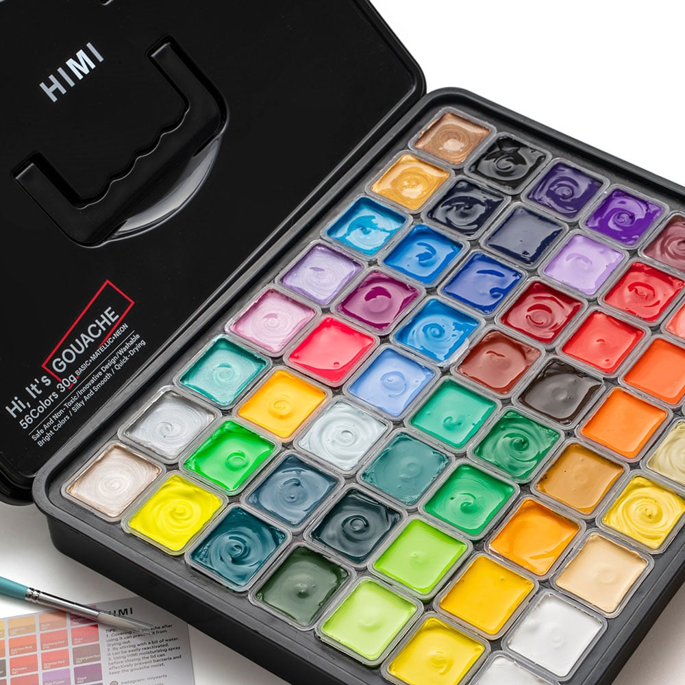 HIMI Jelly Cup Gouache Sett Sort - 56stk - Bilde 8