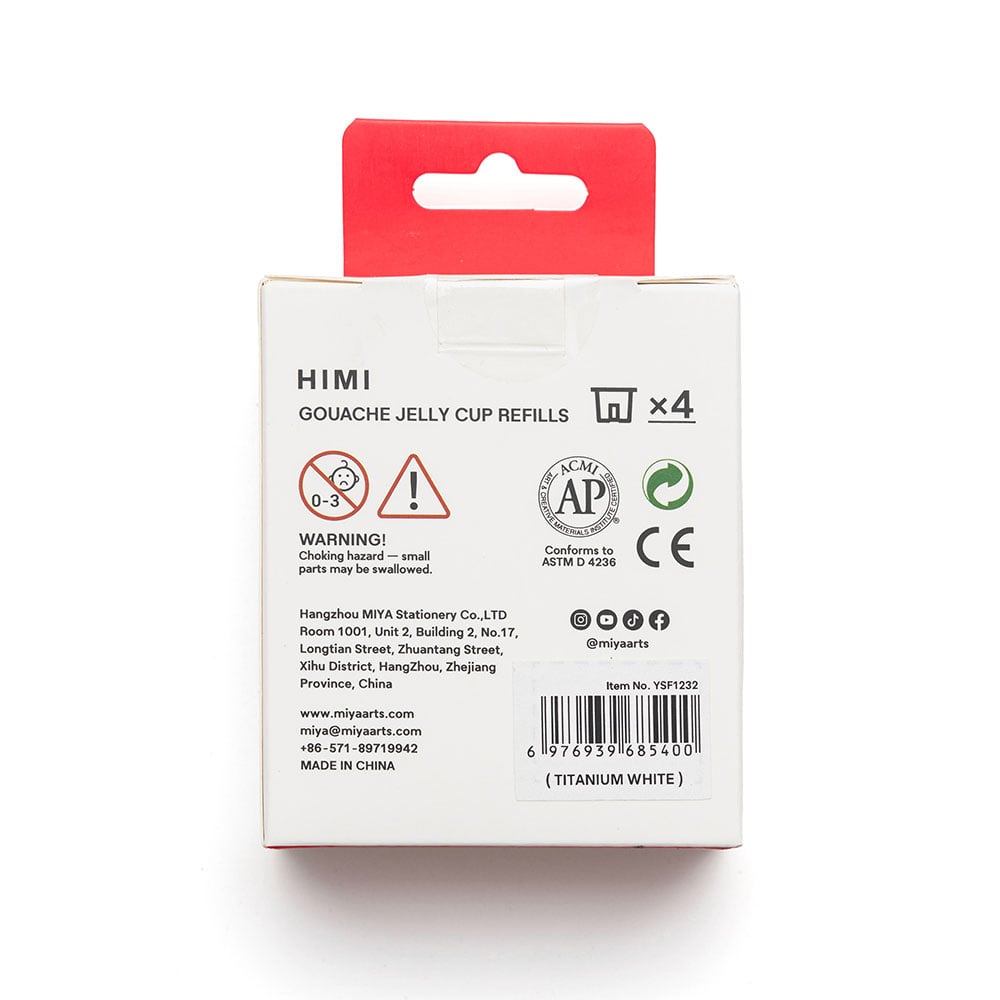 HIMI Jelly Cup Gouache Refill 4stk - Titanium White - Bilde 4