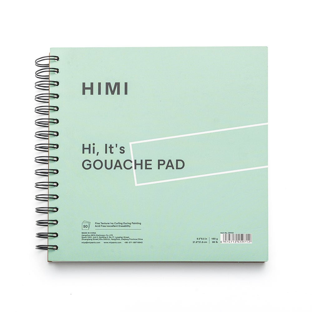 HIMI Gouache Maleblokk Grønn Spiral 160g 50ark - 21,5x21,5cm