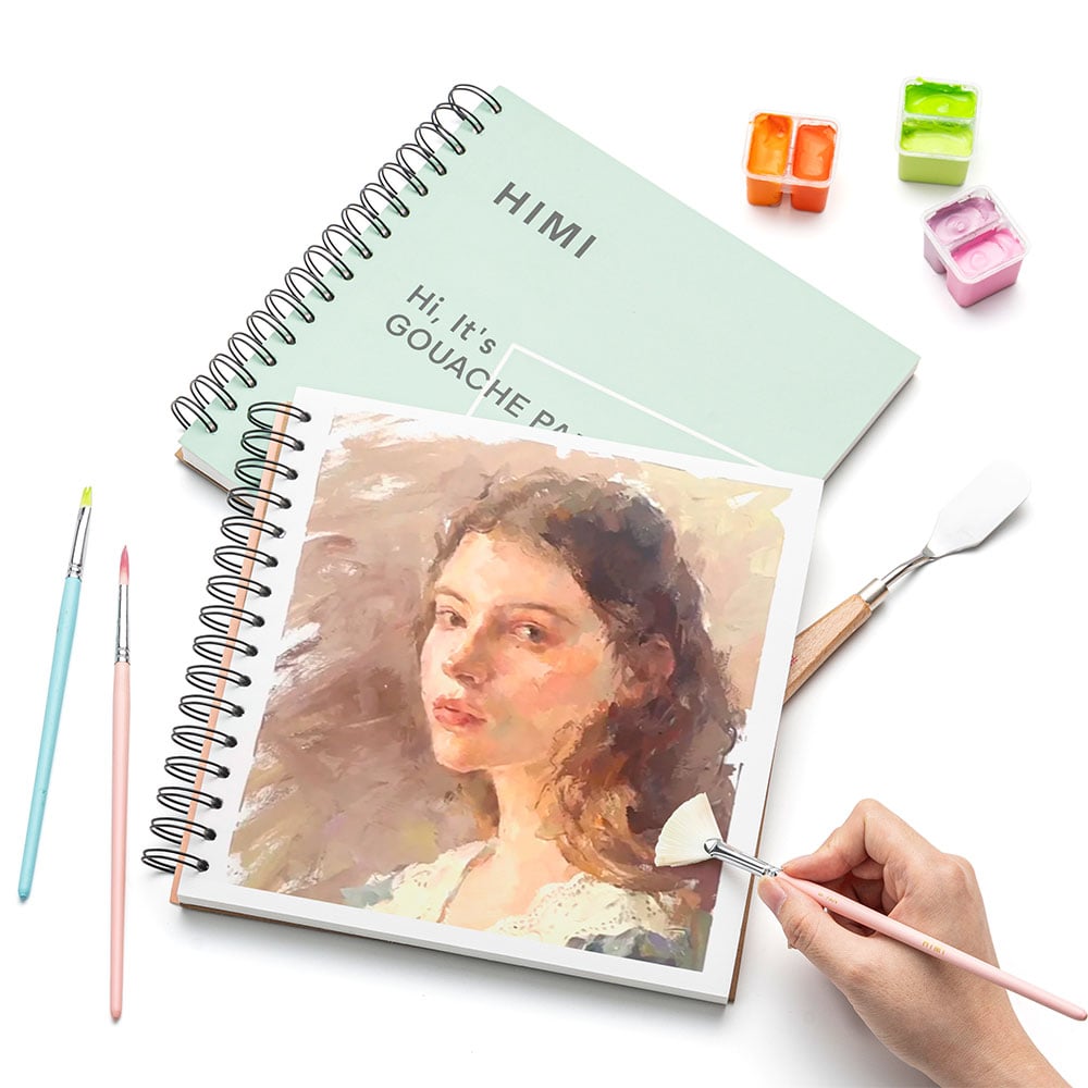 HIMI Gouache Maleblokk Grønn Spiral 160g 50ark - 21,5x21,5cm - Bilde 7