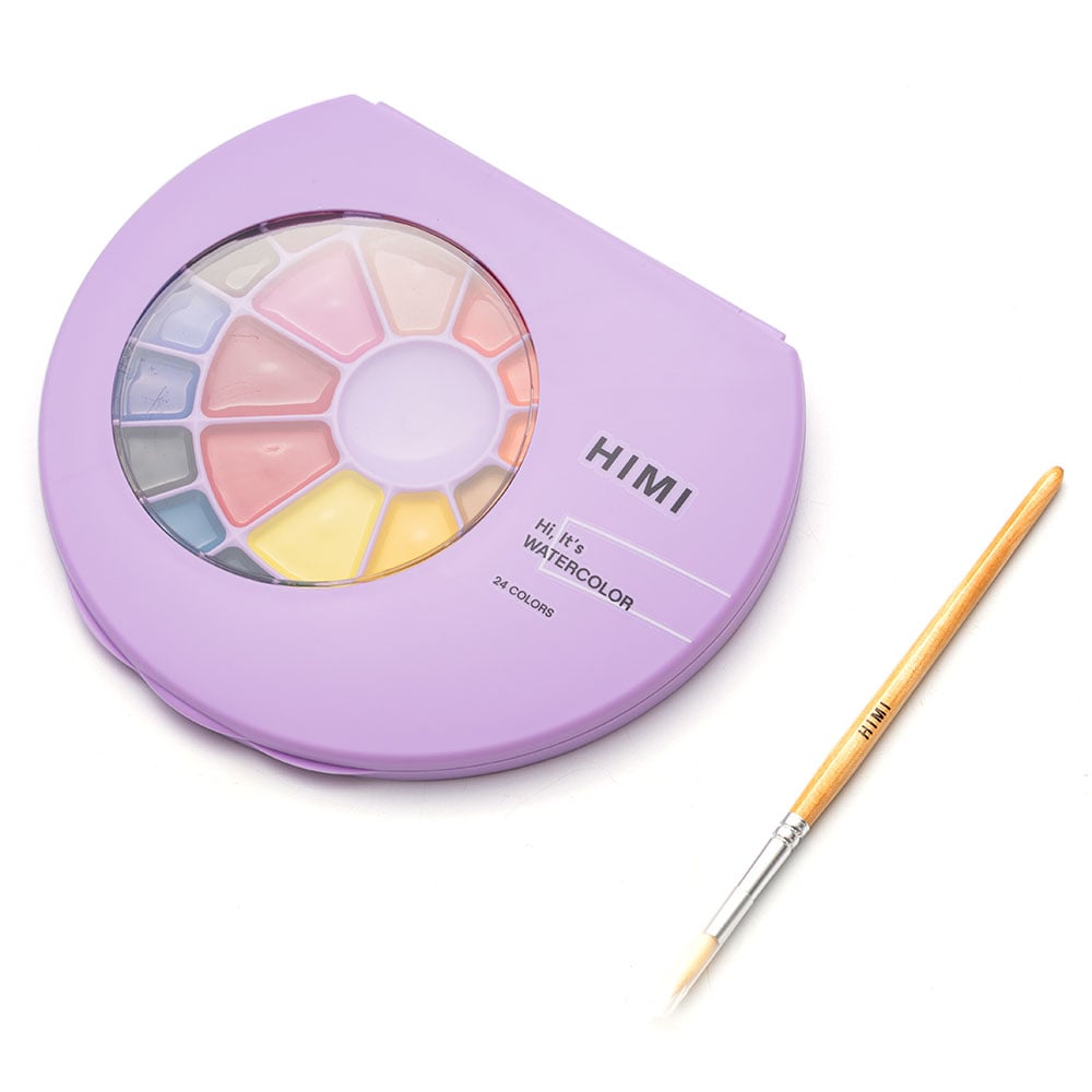 HIMI Semi-Moist Watercolour Akvarell Sett - 24stk + pensel - Bilde 2
