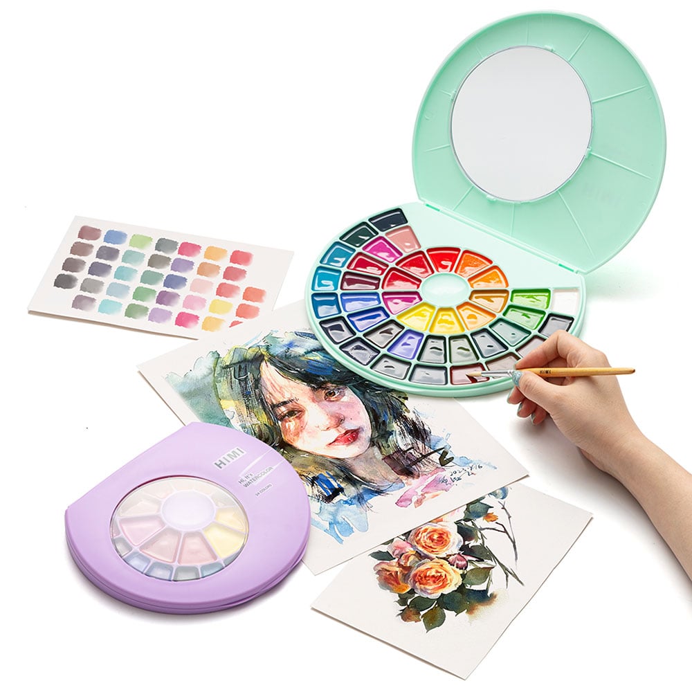 HIMI Semi-Moist Watercolour Akvarell Sett - 24stk + pensel - Bilde 5