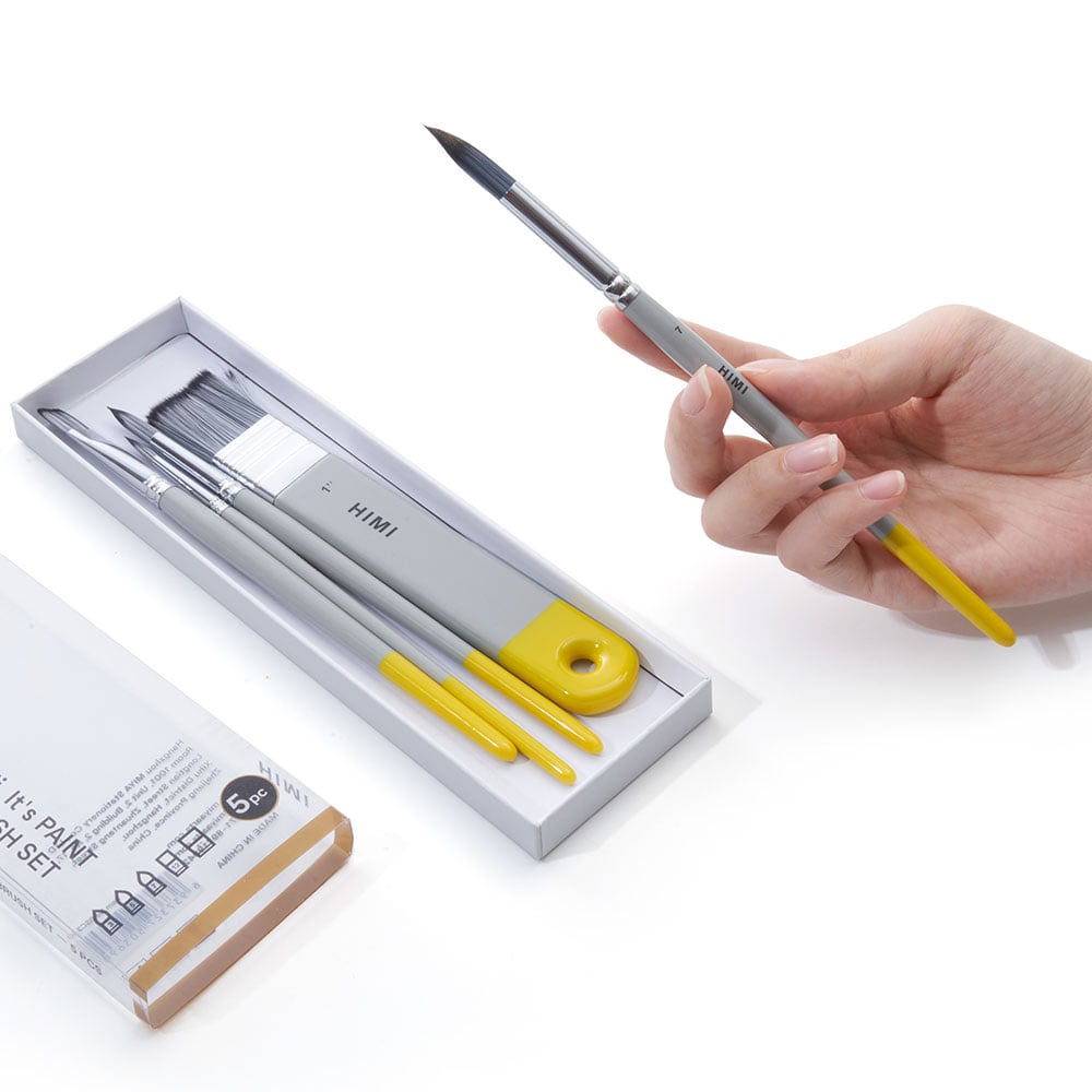 HIMI Watercolour Akvarell Penselsett 5stk - Grå - Bilde 5