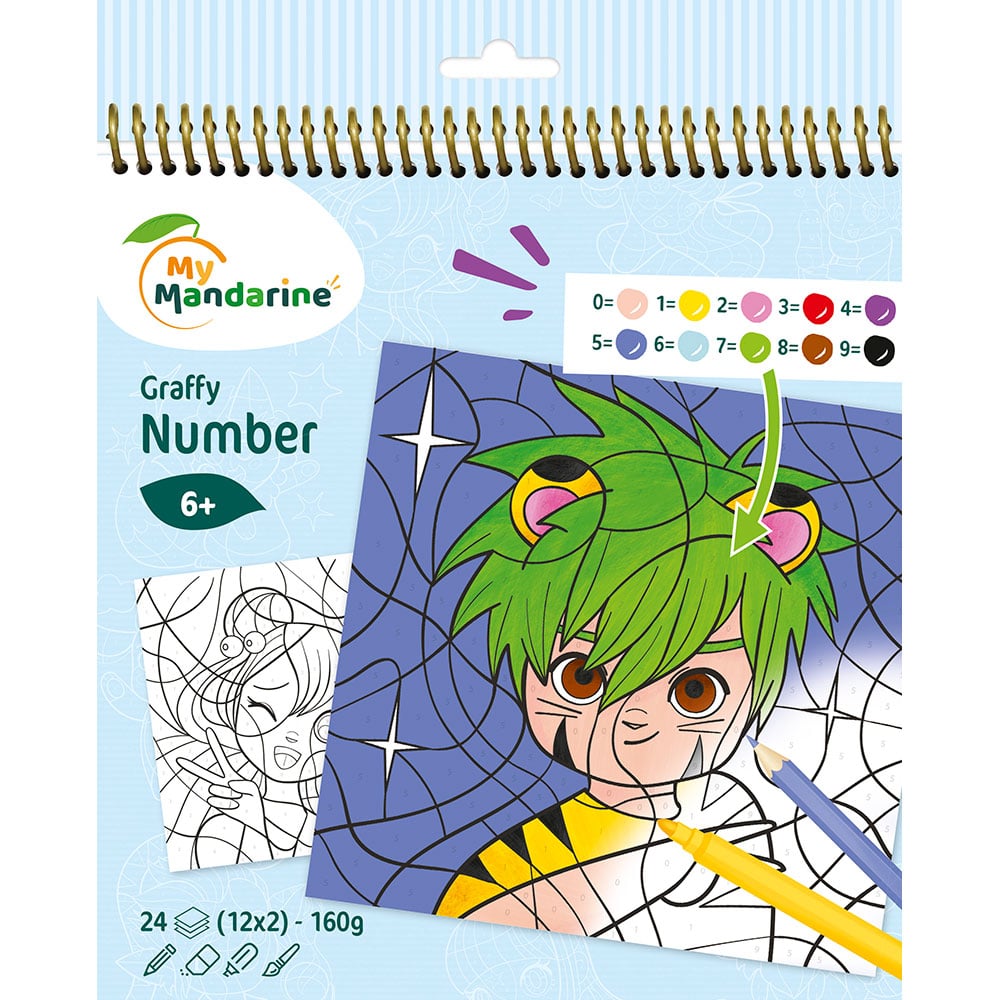 Graffy Pop Number Fargeleggingsbok - 20x25,5cm - Manga