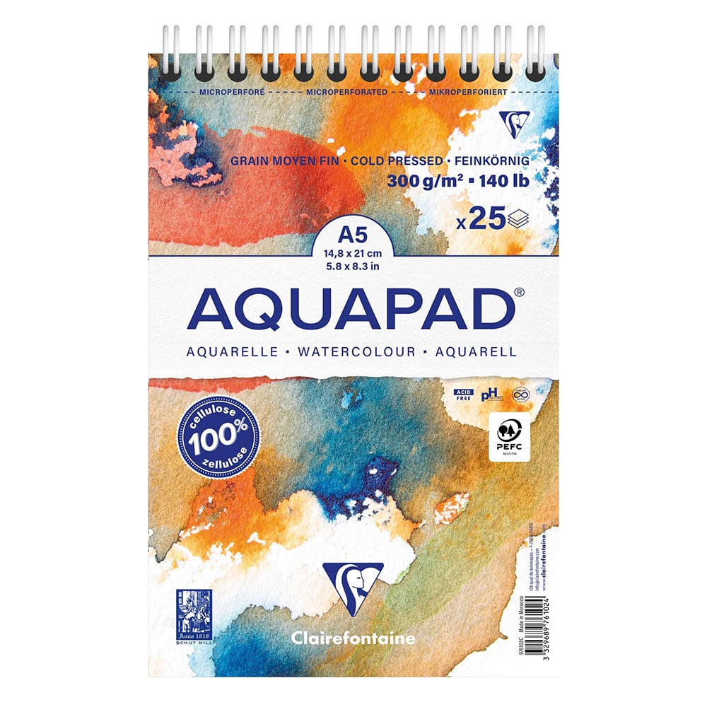 AQUAPAD Akvarellblokk Spiral 300g 25 ark - A5