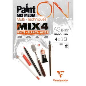 PaintON Mix Media Papirblokk MIX4 White - 12ark 250g - A3