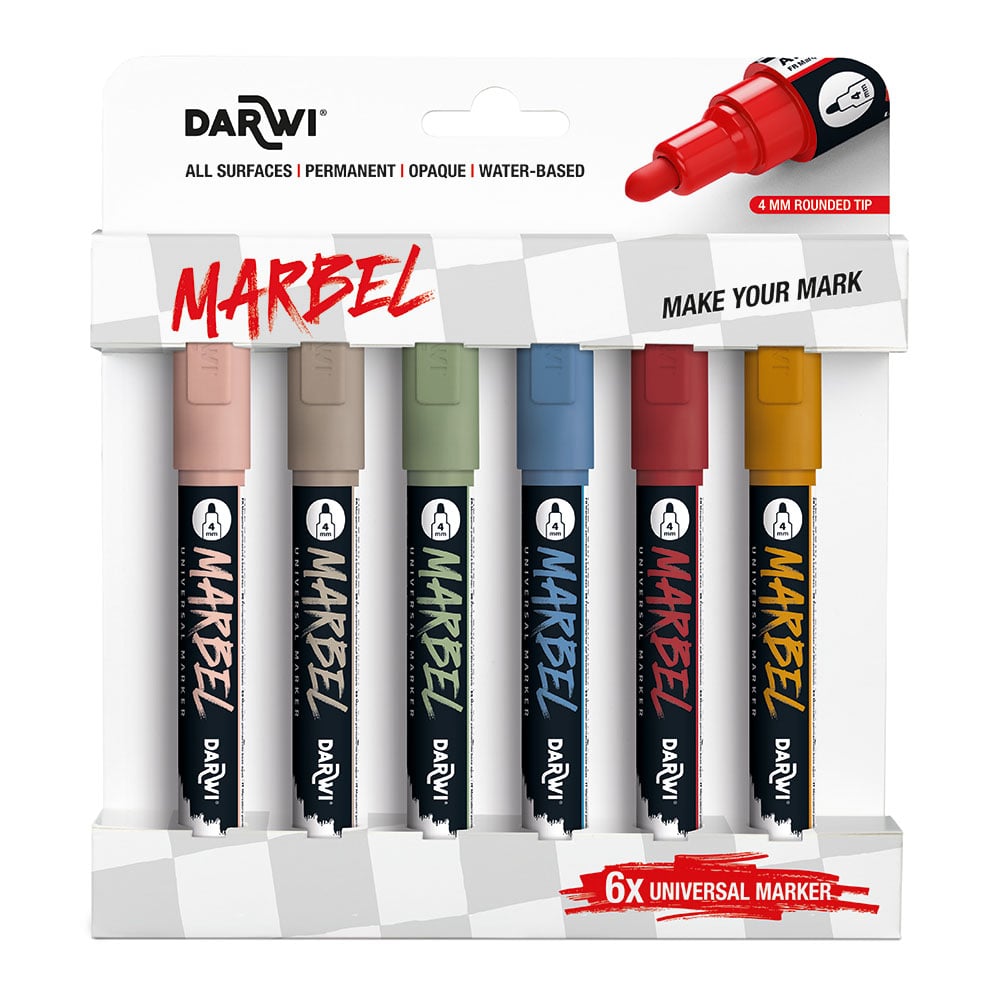 Darwi Marbel Universaltusj 4mm Sett 6stk - Nature