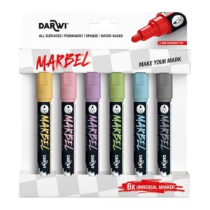 Darwi Marbel Universaltusj 4mm Sett 6stk - Pastel