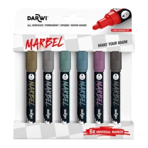 Darwi Marbel Universaltusj 4mm Sett 6stk - Metallic