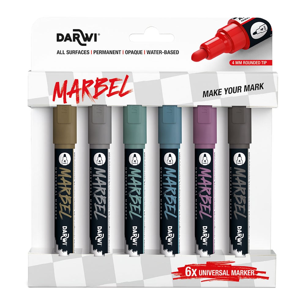 Darwi Marbel Universaltusj 4mm Sett 6stk - Metallic