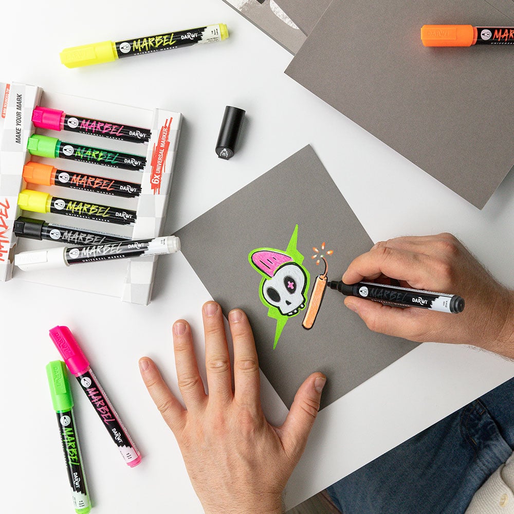 Darwi Marbel Universaltusj 4mm Sett 6stk - Fluo - Bilde 2