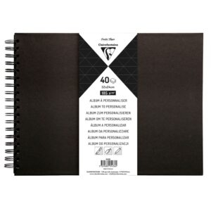Clairefonaine Album m/strikk Sort - 185g 40ark - 32x24cm
