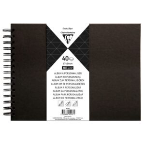 Clairefonaine Album m/strikk Sort - 185g 40ark - 27x20cm