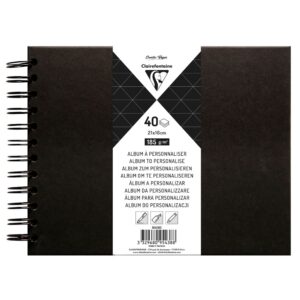 Clairefonaine Album m/strikk Sort - 185g 40ark - 21x16cm