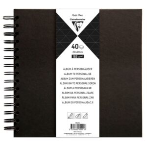 Clairefontaine Album m/strikk Sort - 185g 40ark - 20x20cm