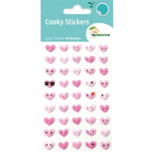 My Mandarine Cooky klistremerker - Hjerter med fjes