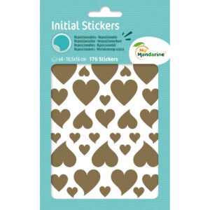 My Mandarine Initial Klistremerker 4ark - Hjerter gull/sølv