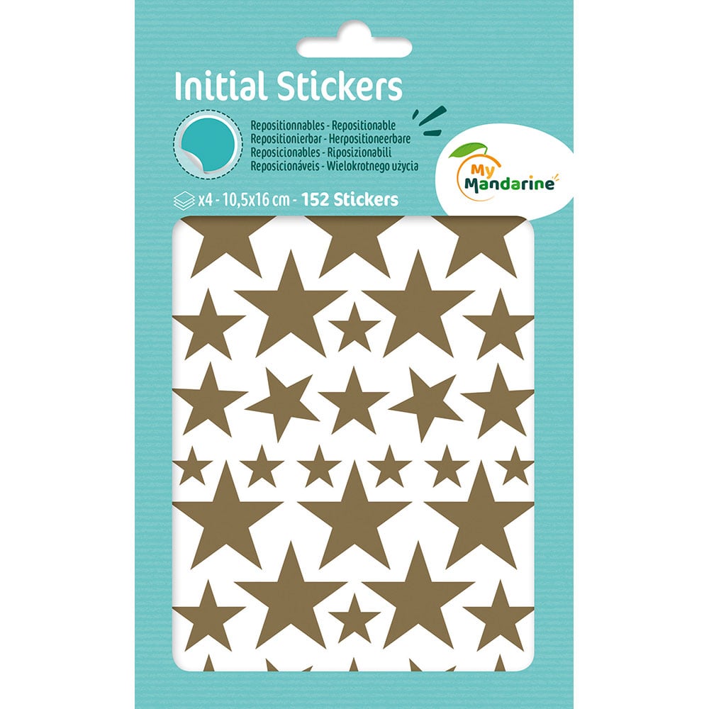 My Mandarine Initial Klistremerker 4ark - Stjerner gull/sølv