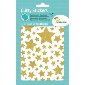 My Mandarine Glitty Klistremerker 4ark - Stjerner gull/rosa