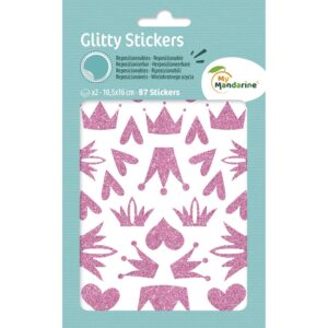 My Mandarine Glitty Klistremerker 4ark - Krone/hjerte rosa
