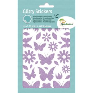 My Mandarine Glitty Klistremerker 4ark - Sommerfugl/blomst