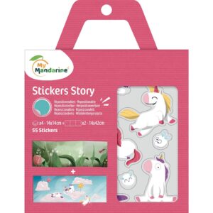 Stick story Klistremerker og hefte - 15x19,5cm - Enhjørning