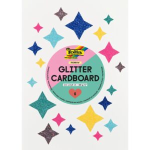 Folia Glitterkartong 6ark - 300g 17,4x24,5cm - Rainbow