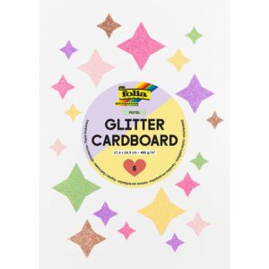 Folia Glitterkartong 6ark - 300g 17,4x24,5cm - Pastell