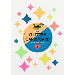 Folia Glitterkartong 6ark - 300g 17,4x24,5cm - Neon