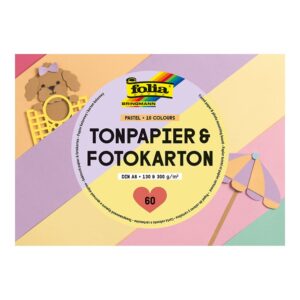 Folia Papirblokk A6 - Farget papir og kartong 60ark - Pastel