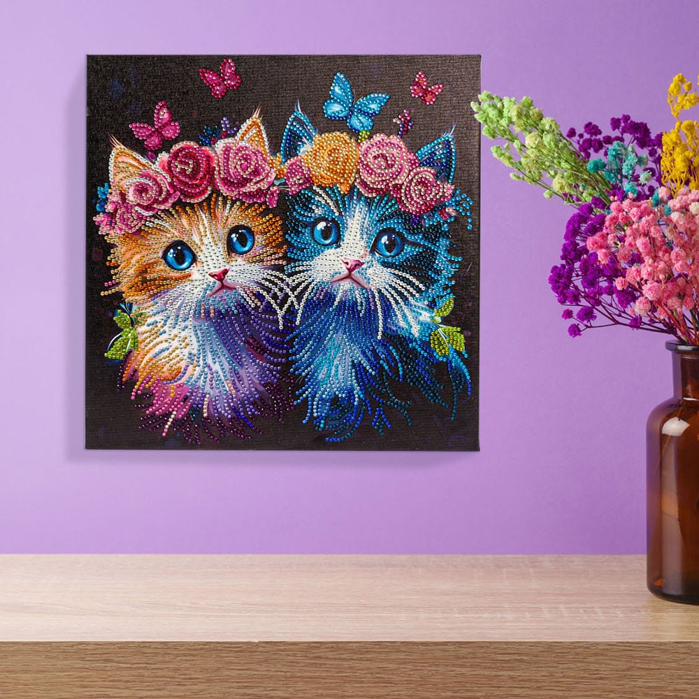 Diamond Dotz Lerret 30x30cm DD34 - Floral Crown Kittens - Bilde 5