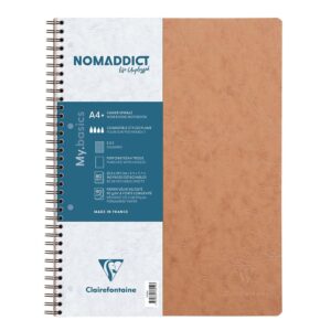 Nomaddict Notatbok Spiral A4+ ruter perforert - Brun