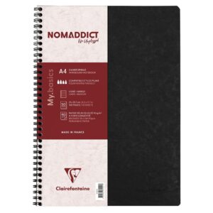 Nomaddict Notatbok Spiral A4 linjer m/marg - Sort