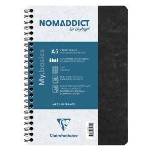 Nomaddict Notatbok Spiral A5 ruter - Sort
