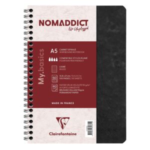 Nomaddict Notatbok Spiral A5 linjer - Sort